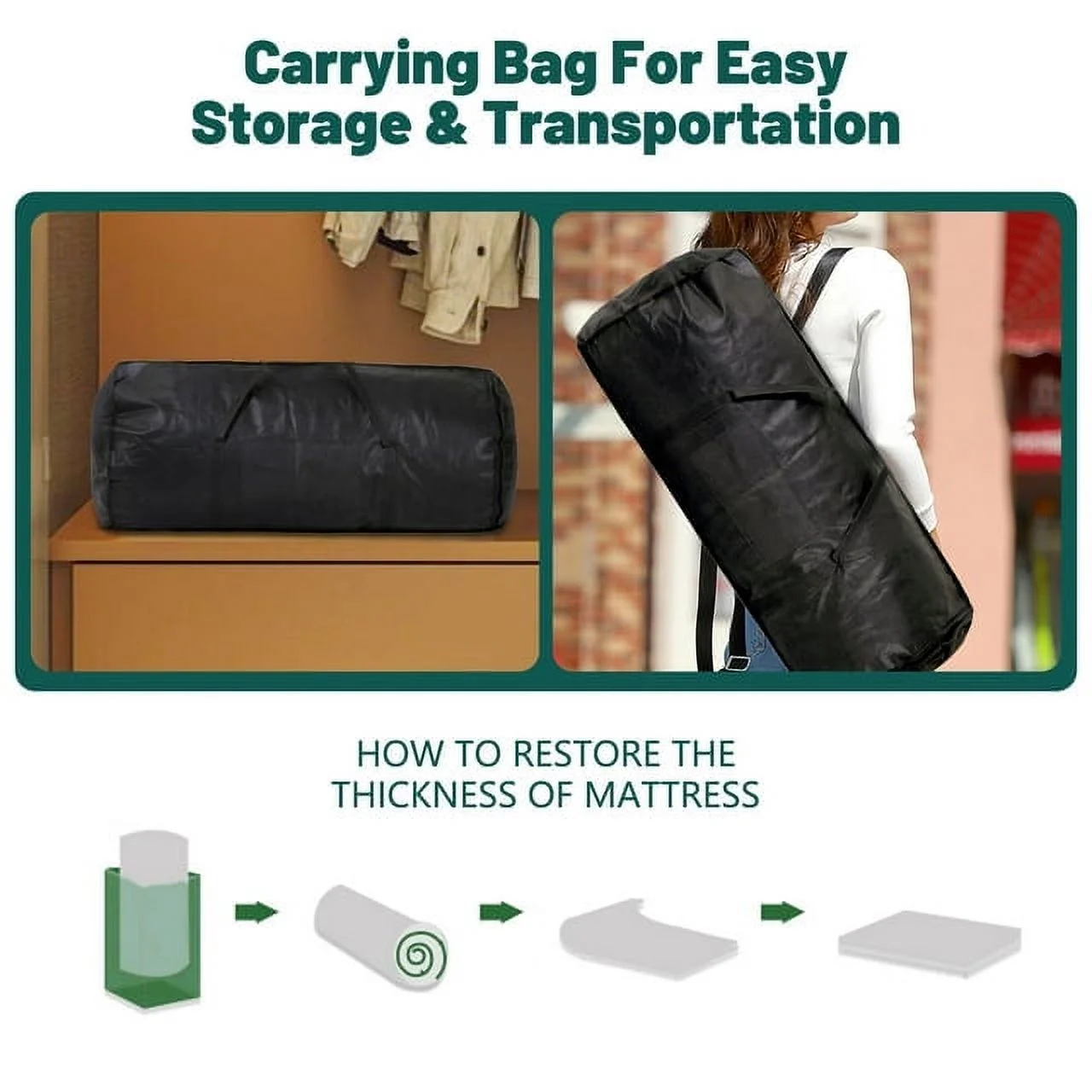 ABORON Japanese Floor Mattress, Upgraded Reversible Winter Futon Mattress Foam Mattress, 4