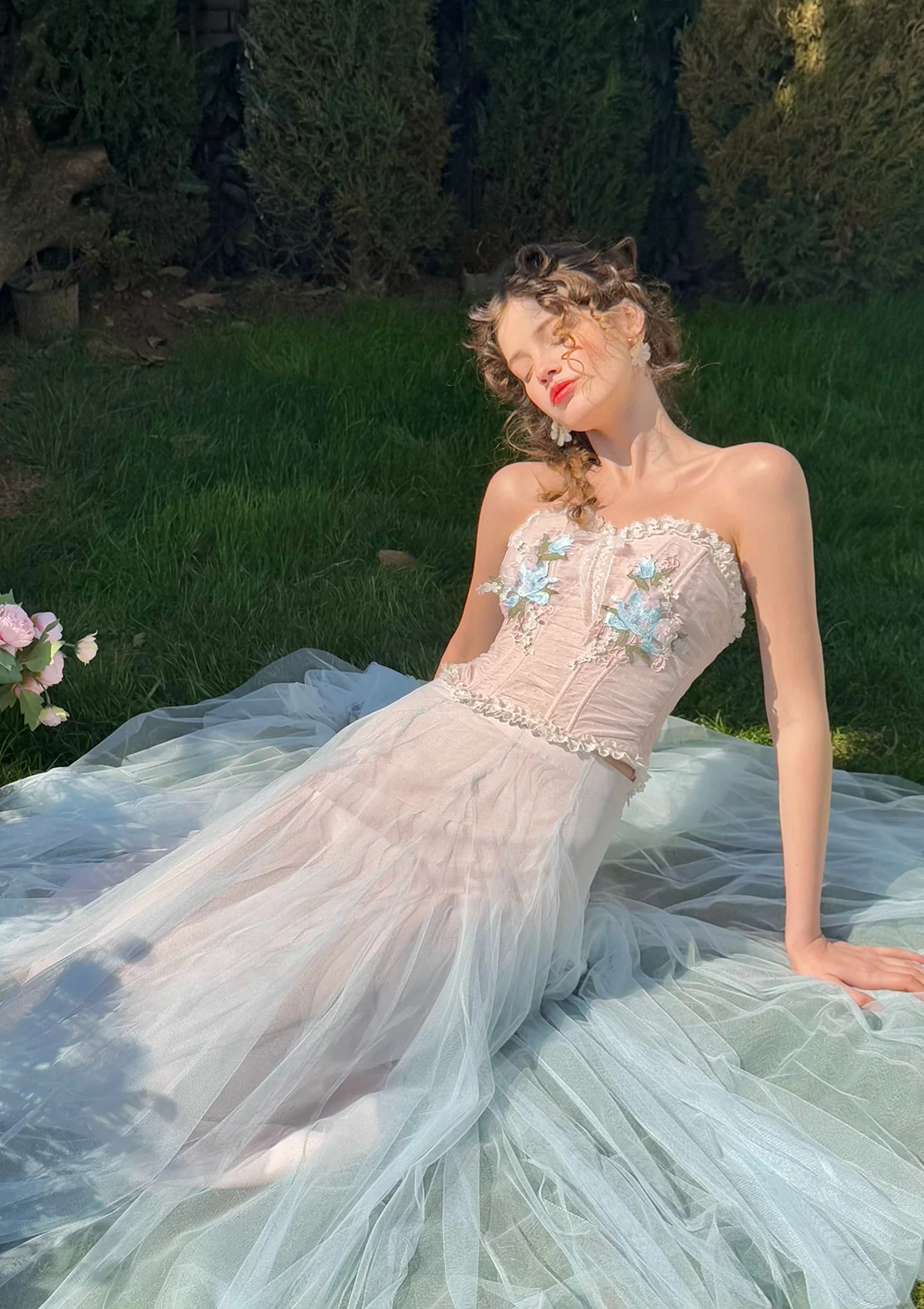 The Blue Lily Gauze Skirt - Inhomebuy