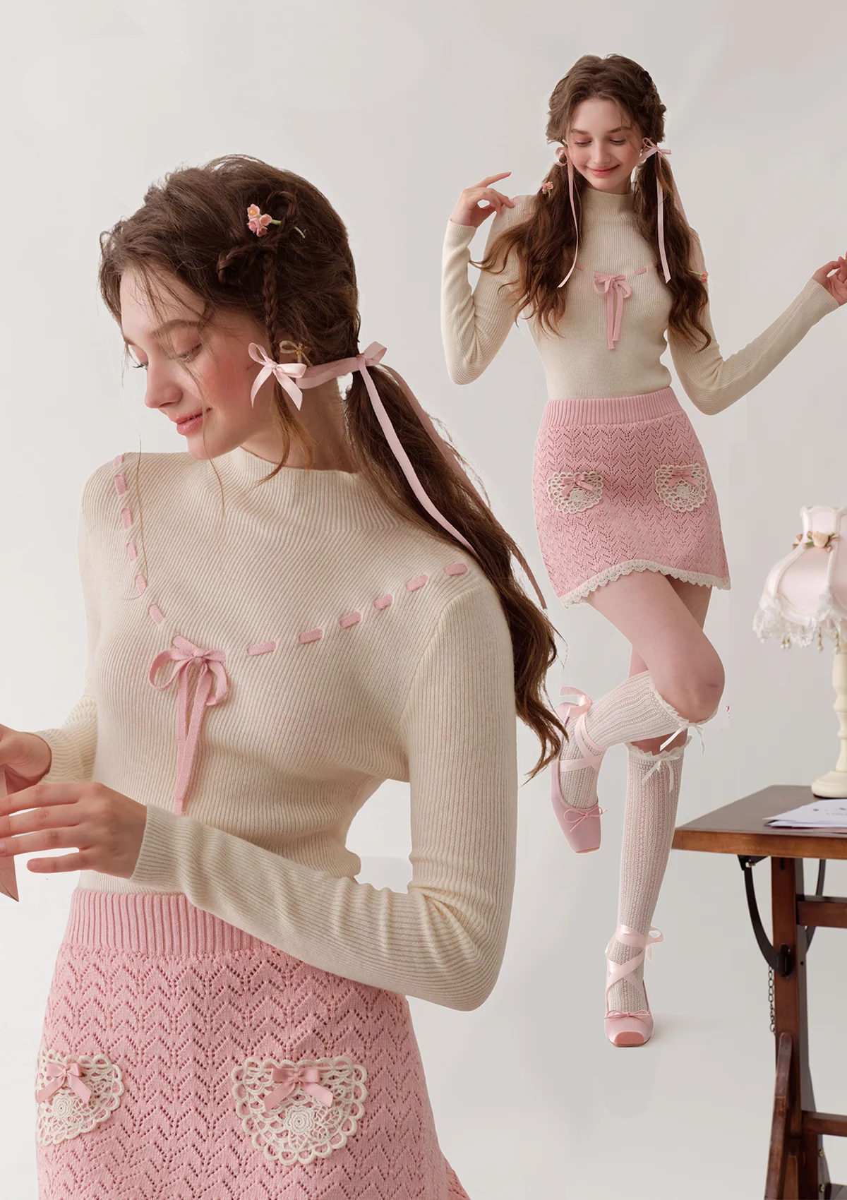 Strawberry Post Office Knit Bottom Shirt - Inhomebuy