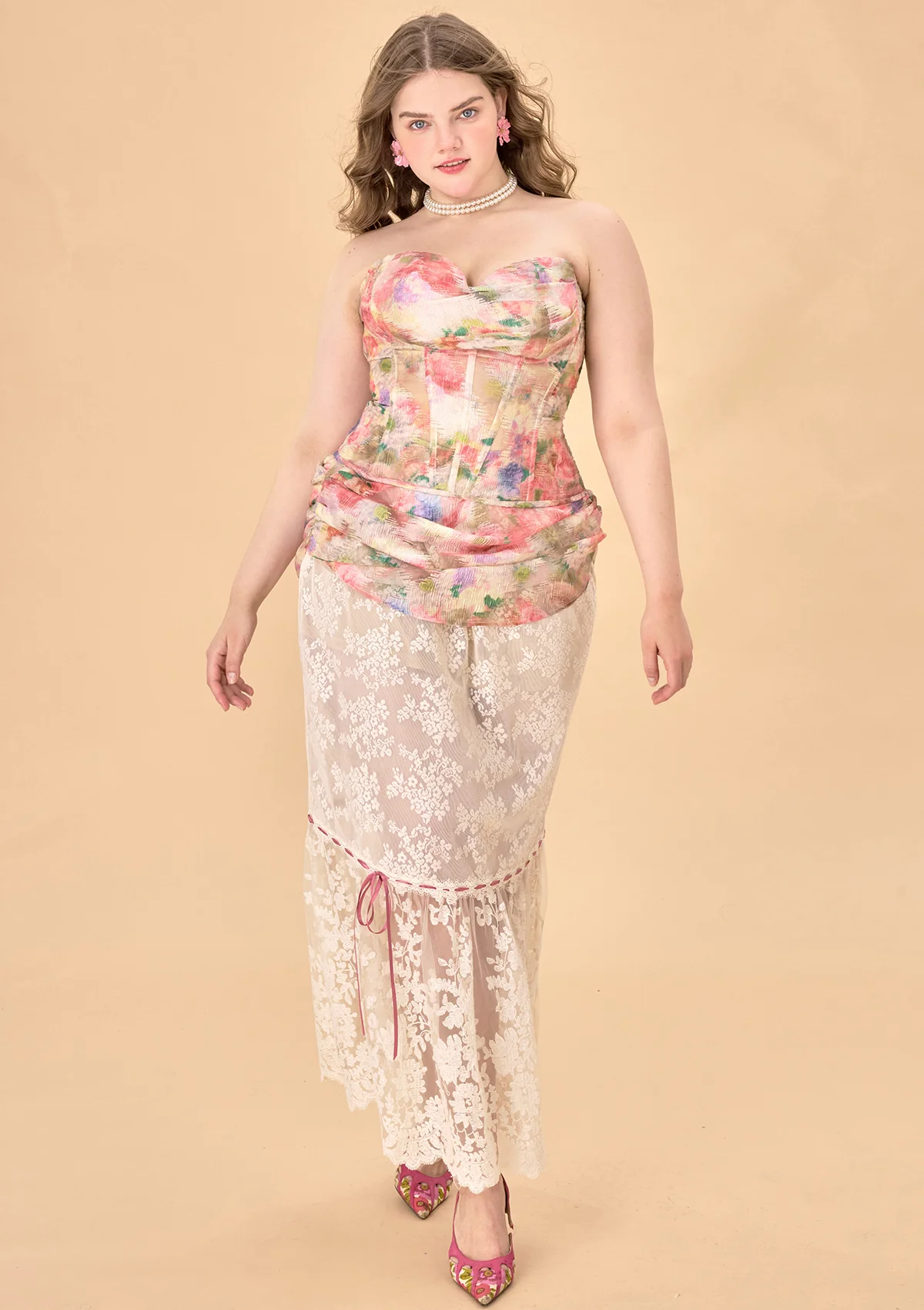 Curve & Plus Floral Mirror Skirt - Inhomebuy