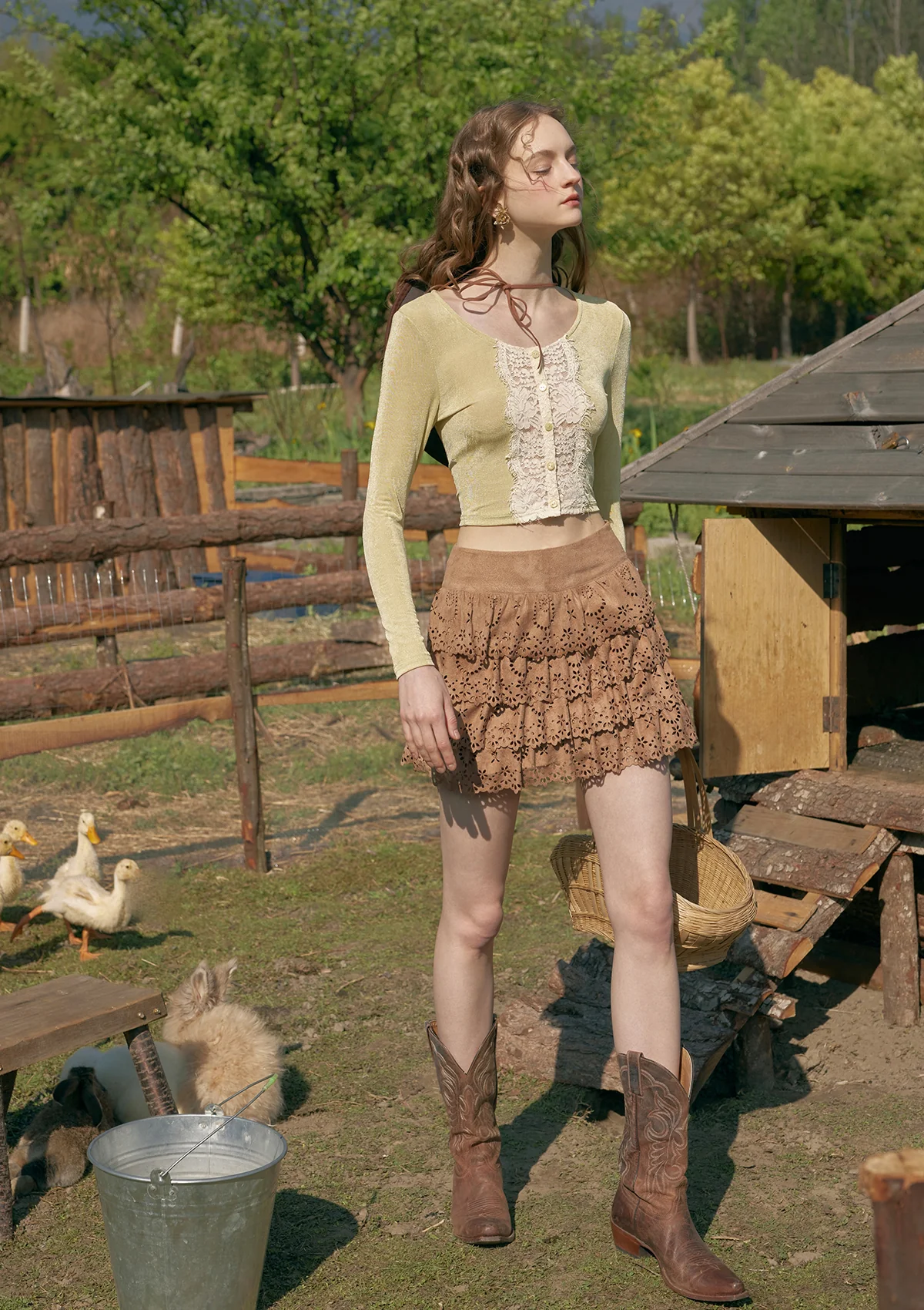 Cheese Mille Crepe Pantskirt - Inhomebuy