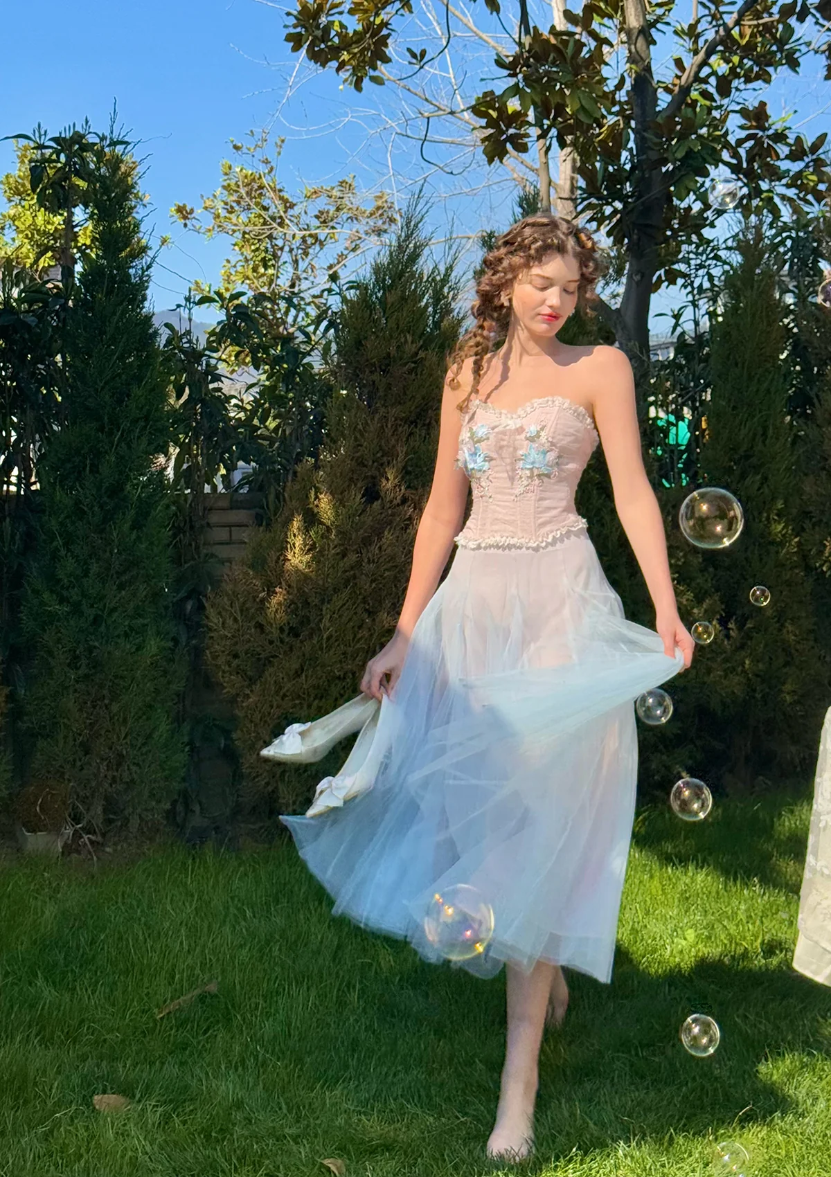 The Blue Lily Gauze Skirt - Inhomebuy