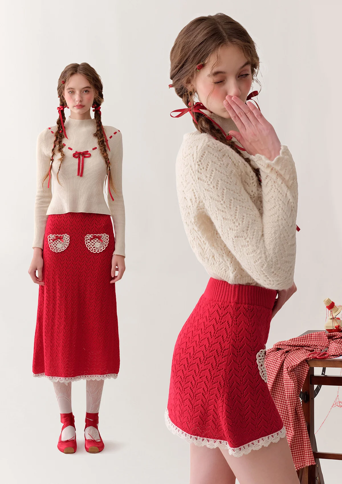 Strawberry Post Office Knit Bottom Shirt - Inhomebuy