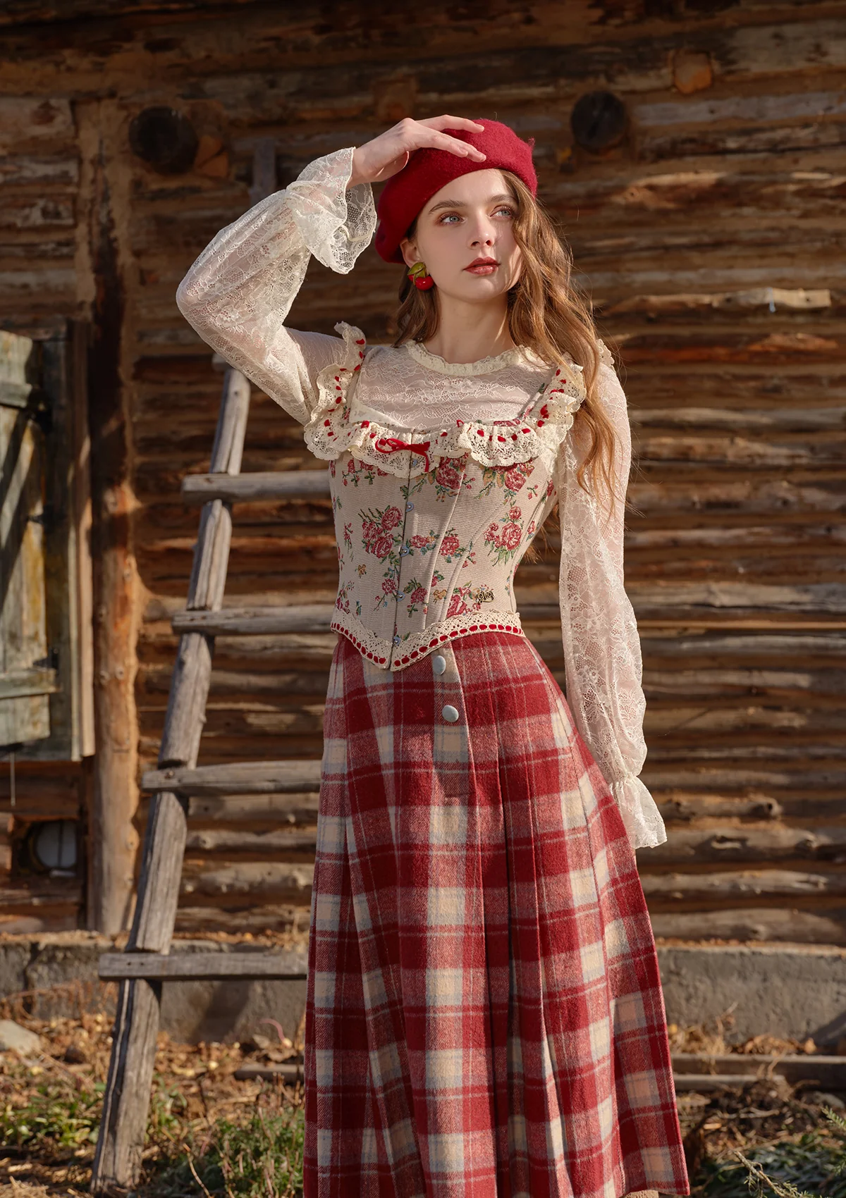 Rosey Christmas Cottage Skirt - Inhomebuy