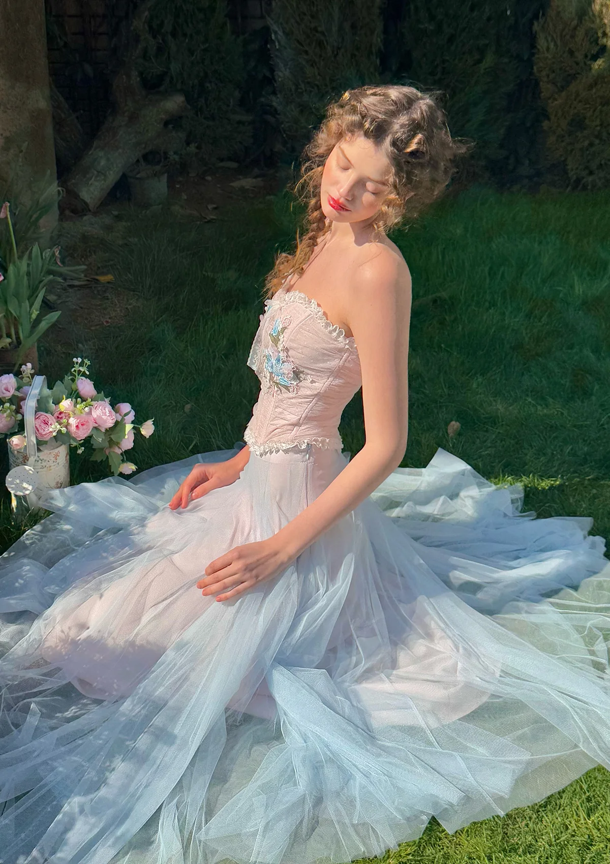 The Blue Lily Gauze Skirt - Inhomebuy