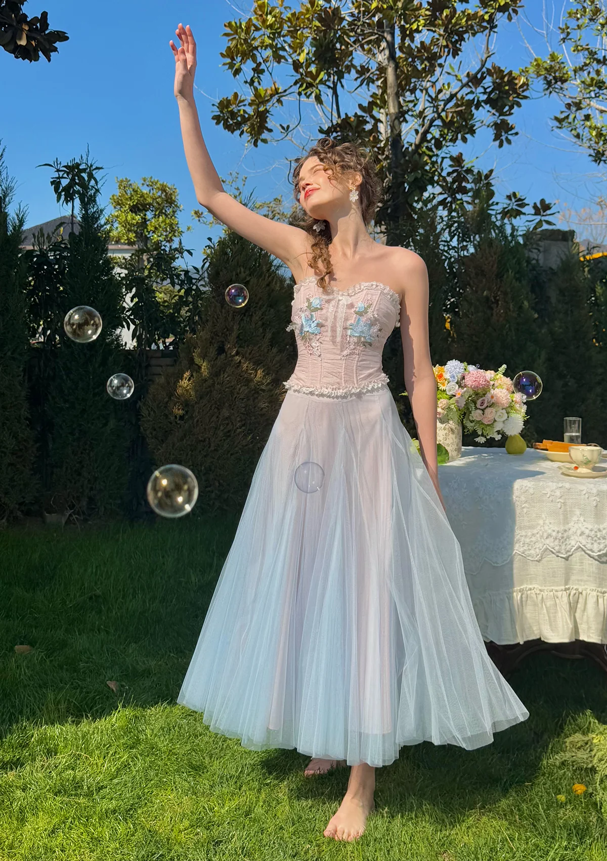 The Blue Lily Gauze Skirt - Inhomebuy